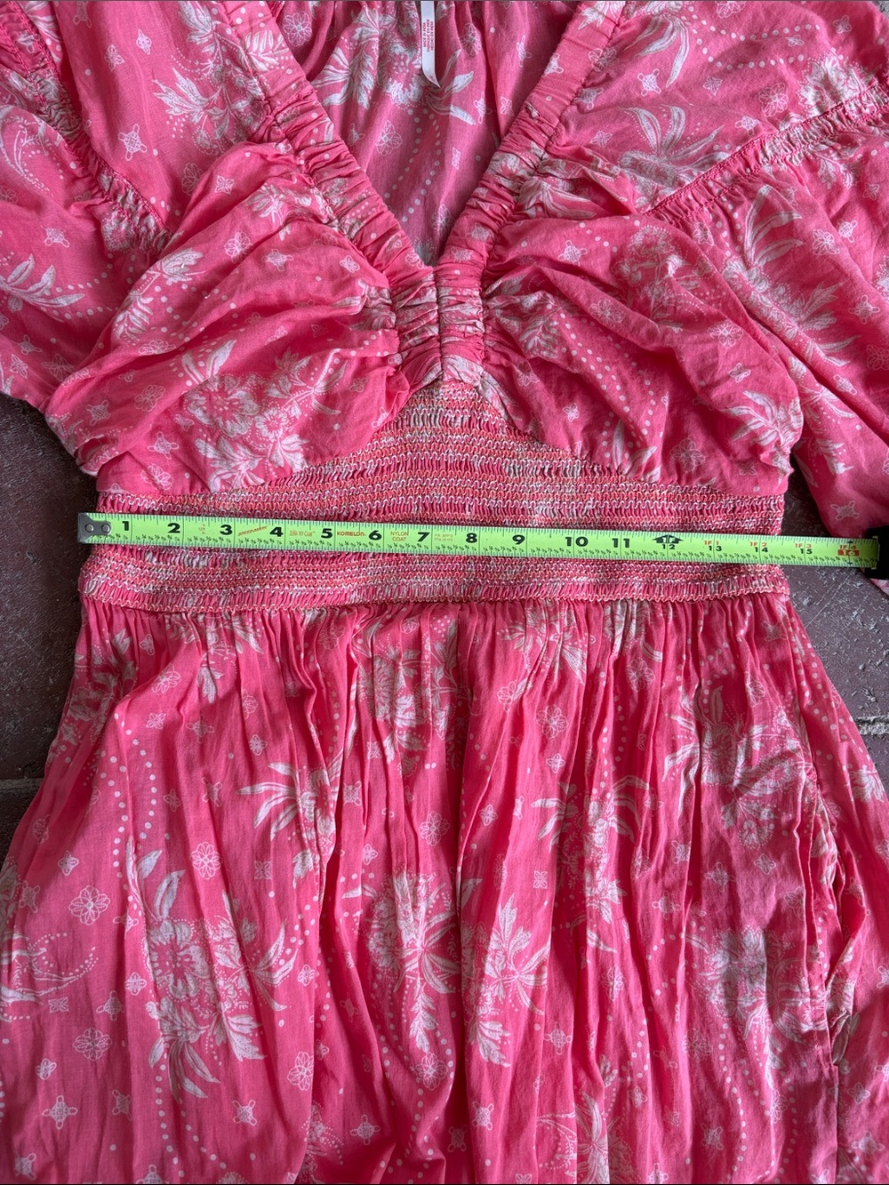 Free People Coral-Pink Floral Maxi Dress with Puff Sleeves - Picture 10 of 15